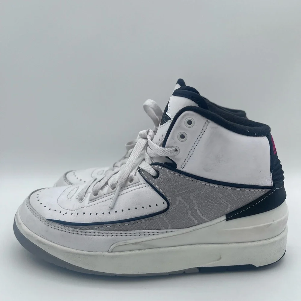 Size 6.5y-Nike Air Jordan 2 Retro Python White Fire‎ Red Black (DQ8562-102)